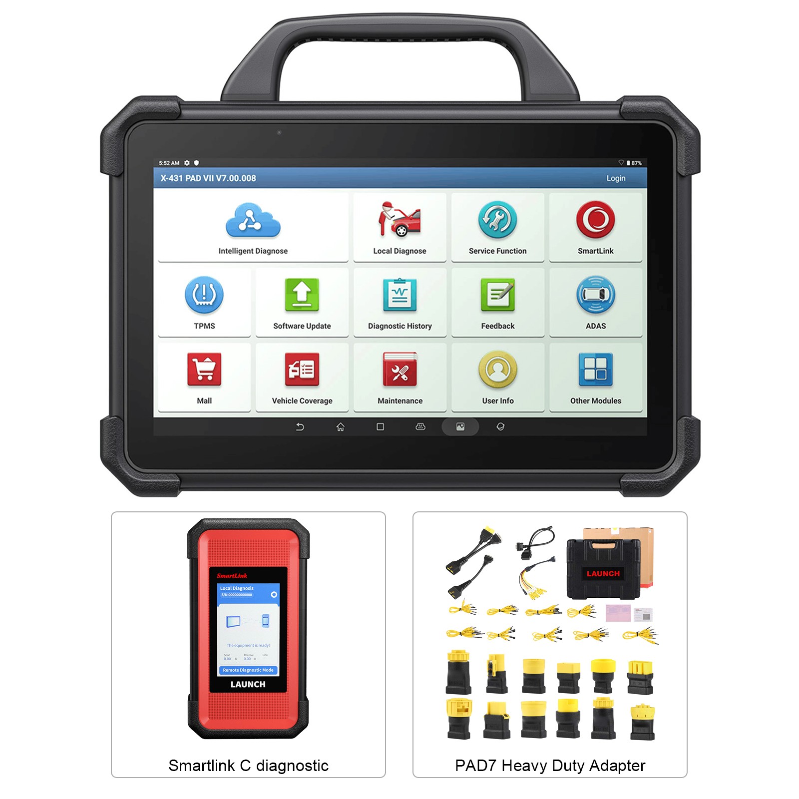 LAUNCH X431 PAD VII Diagnostic Tablet with HD III Heavy-Duty Module